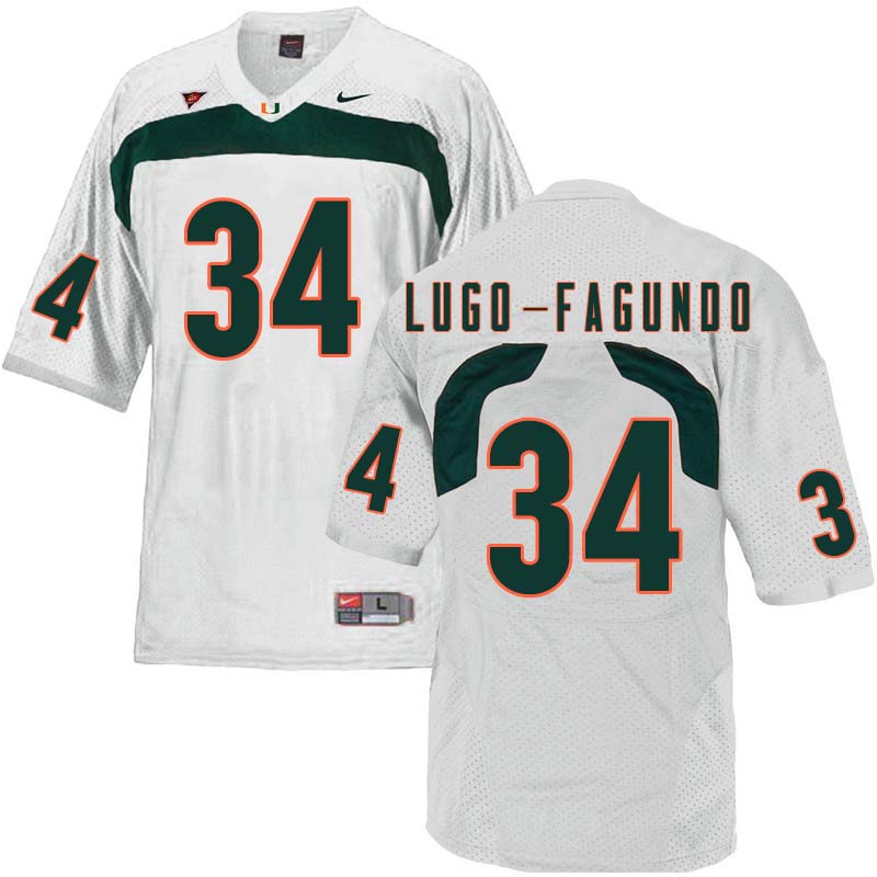 Nike Miami Hurricanes #34 Elias Lugo-Fagundo College Football Jerseys Sale-White - Click Image to Close